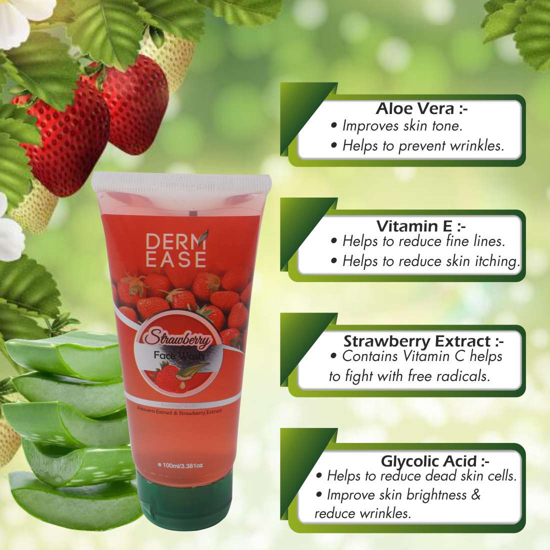 DERM EASE Strawberry Face Wash